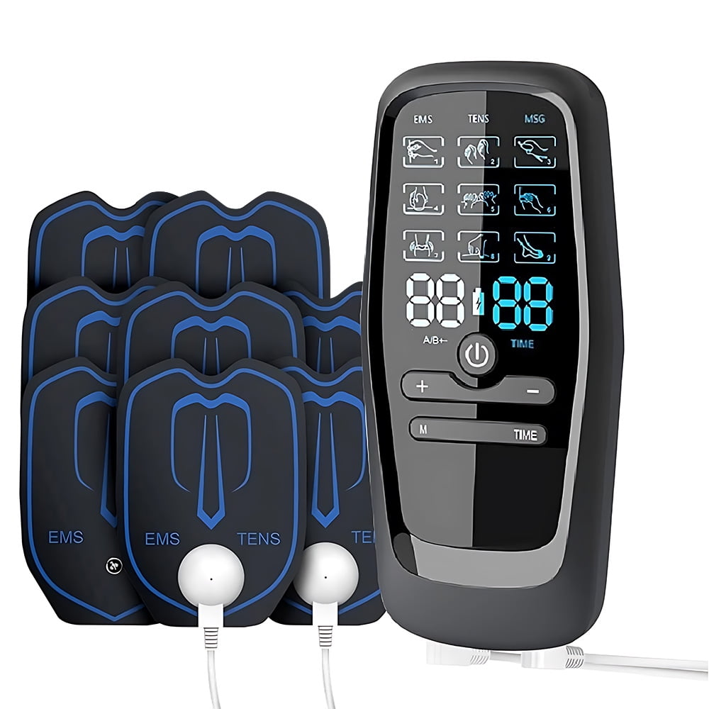 Ouwald TENS Unit Muscle Stimulator for Pain Management, EMS Dual Channel Pulse Massager with 8 Reusable Electrode Pads 9 Modes for Back Neck Pain Muscle Therapy, Wireless Tens
