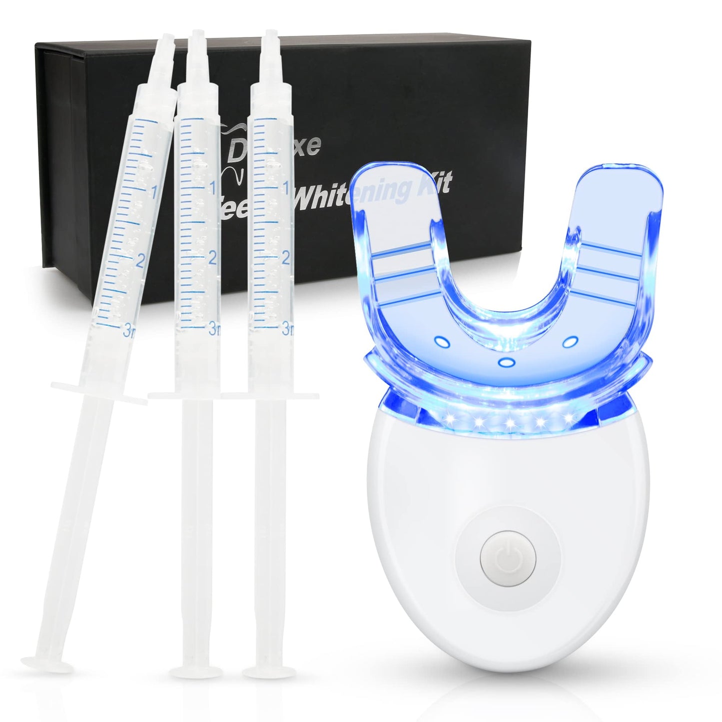Teeth Whitening Kit with Light, Professional Teeth Whitener with 3 Whitening Gel, Mouth Tray, 15 Minutes Effective Home Tooth Whitening(Battery not included)