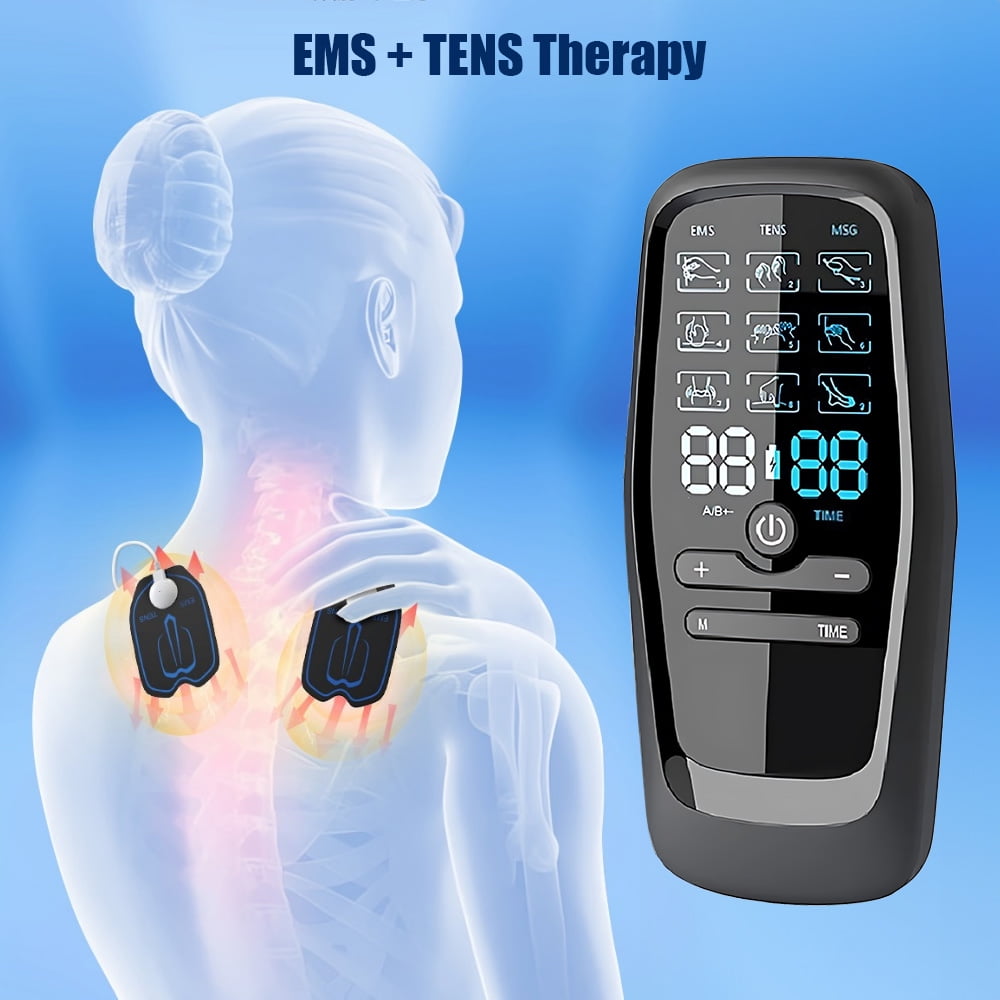 Ouwald TENS Unit Muscle Stimulator for Pain Management, EMS Dual Channel Pulse Massager with 8 Reusable Electrode Pads 9 Modes for Back Neck Pain Muscle Therapy, Wireless Tens