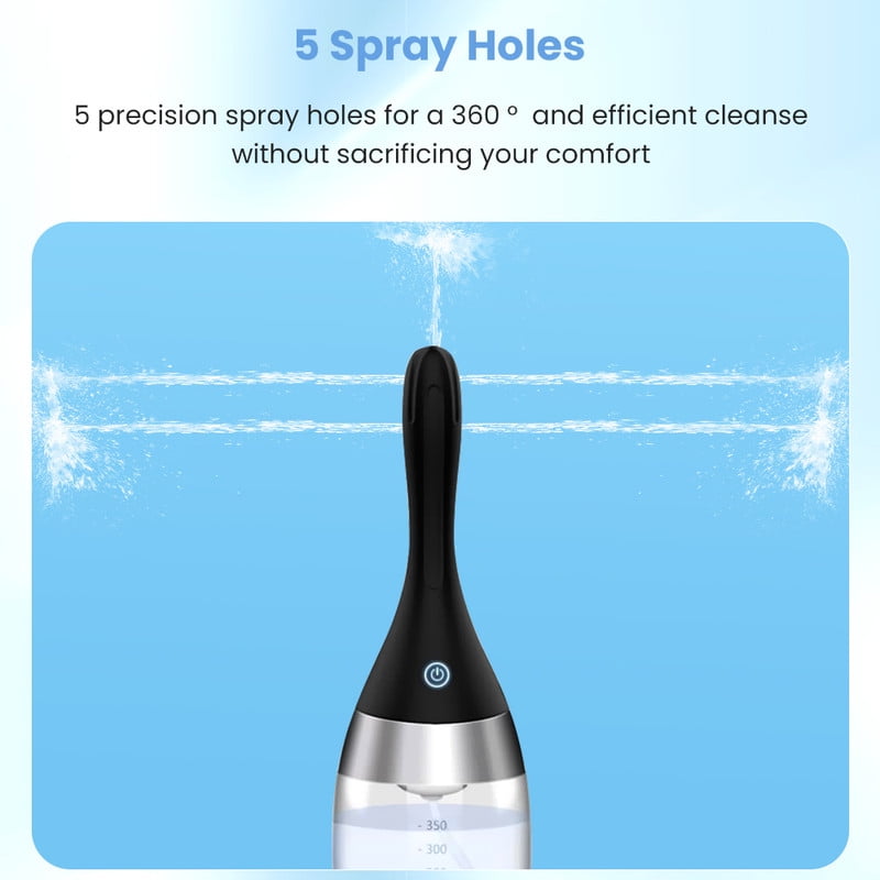 Automatic Electric Enema Bulb with 3 Speeds, Rechargeable Anti Back-Flow Enema Douche for Men Women Colon Cleansing, Silicone Douche Cleaner Enema Kit Douche Bottles 12oz