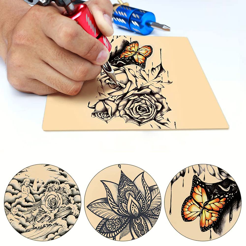 Blank Tattoo Practice Skin, Suerbeaty 10pcs 8x6in Practice Skin Tattoo Skin Practice Sheet for Beginners and Experienced Artists (Rubber Type)