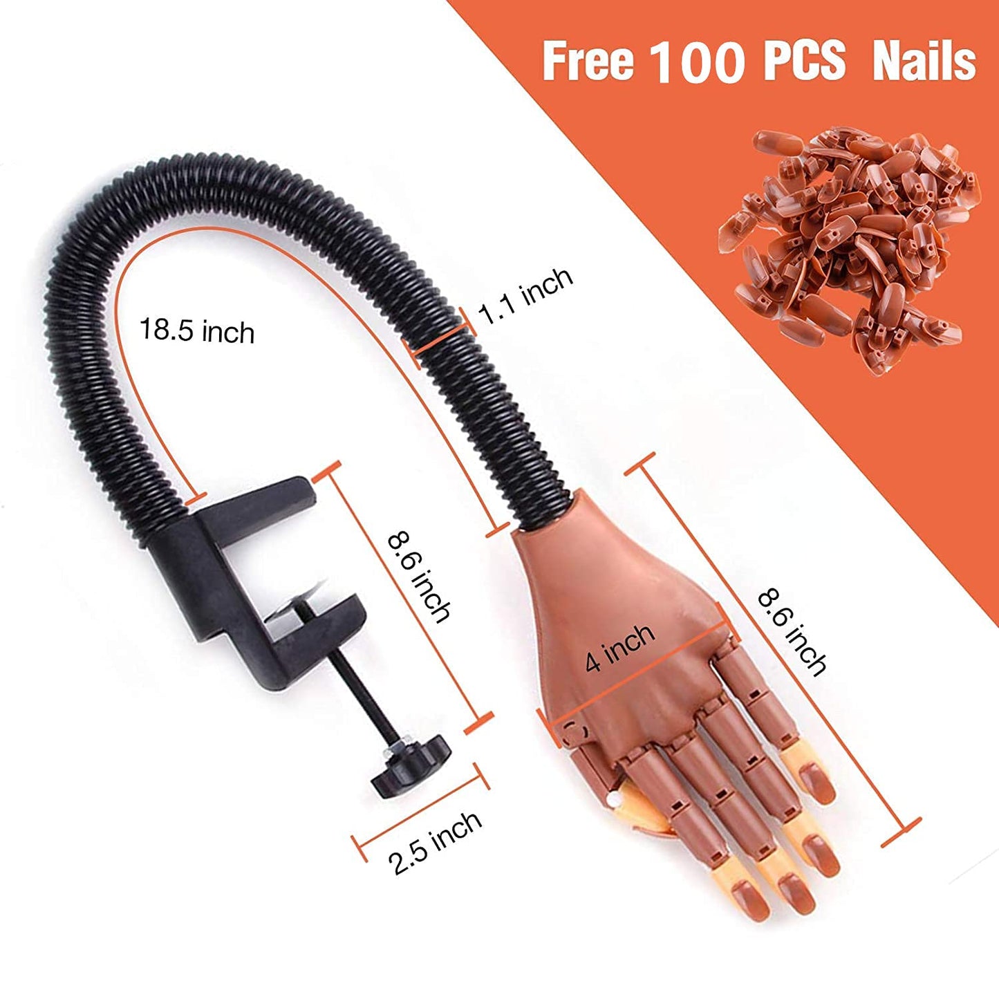 Upgrade Practice Hand for Acrylic Nails, Flexible Moveable Fake Hands, Manicure Trainng Hand Nail Kit for Beginners, Movable Nailfor Nail Manicure, Best Manicure DIY Print Practice Tool