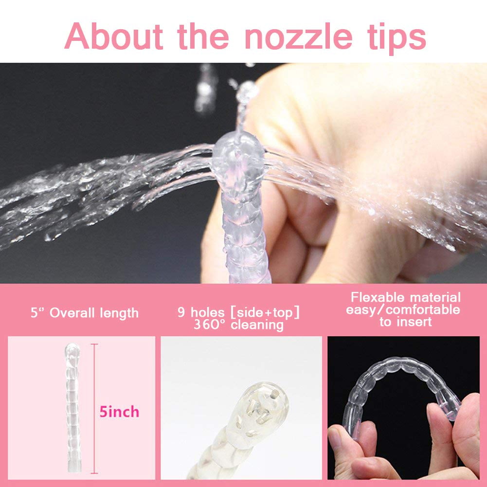 Vaginal Douche Cleaner - Anal Douche Vagina Cleaning Kit, 3 Nozzle Tips - Reusable Manual Pressure Enemas for Douche, Coffee & Water Colon Cleansing (600 ml)