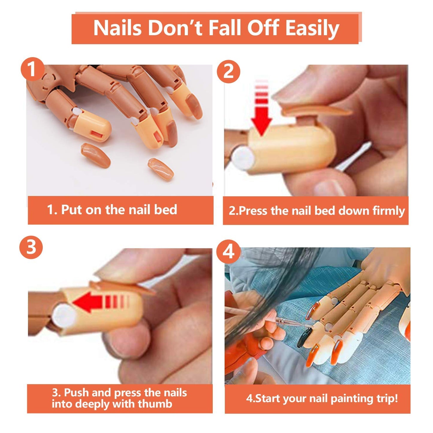 Upgrade Practice Hand for Acrylic Nails, Flexible Moveable Fake Hands, Manicure Trainng Hand Nail Kit for Beginners, Movable Nailfor Nail Manicure, Best Manicure DIY Print Practice Tool