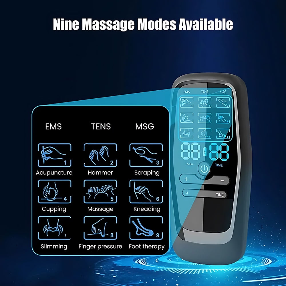 Ouwald TENS Unit Muscle Stimulator for Pain Management, EMS Dual Channel Pulse Massager with 8 Reusable Electrode Pads 9 Modes for Back Neck Pain Muscle Therapy, Wireless Tens