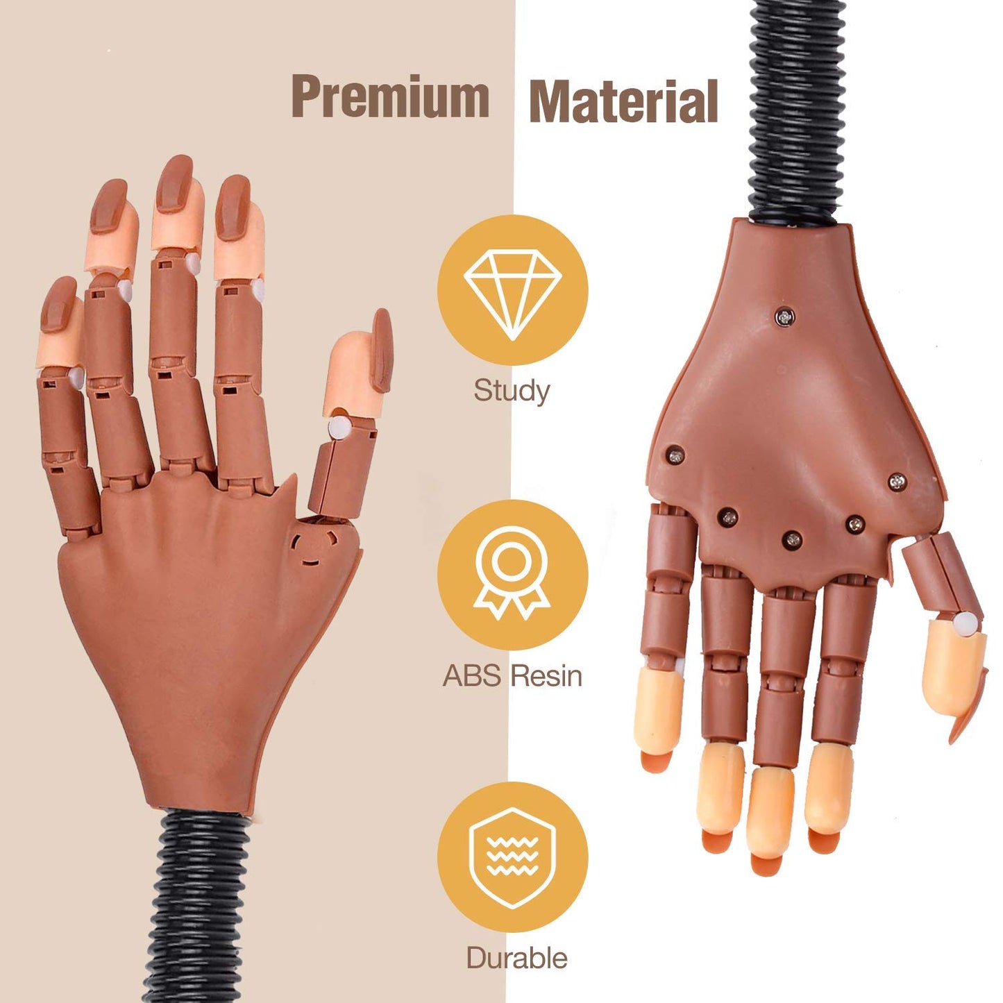 Upgrade Practice Hand for Acrylic Nails, Flexible Moveable Fake Hands, Manicure Trainng Hand Nail Kit for Beginners, Movable Nailfor Nail Manicure, Best Manicure DIY Print Practice Tool