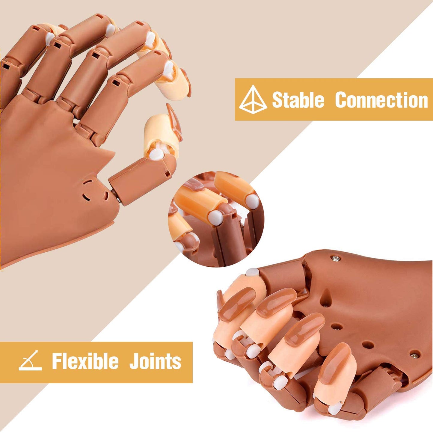 Upgrade Practice Hand for Acrylic Nails, Flexible Moveable Fake Hands, Manicure Trainng Hand Nail Kit for Beginners, Movable Nailfor Nail Manicure, Best Manicure DIY Print Practice Tool