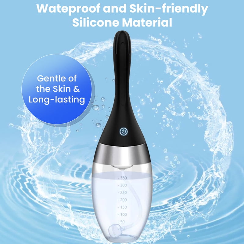 Automatic Electric Enema Bulb with 3 Speeds, Rechargeable Anti Back-Flow Enema Douche for Men Women Colon Cleansing, Silicone Douche Cleaner Enema Kit Douche Bottles 12oz