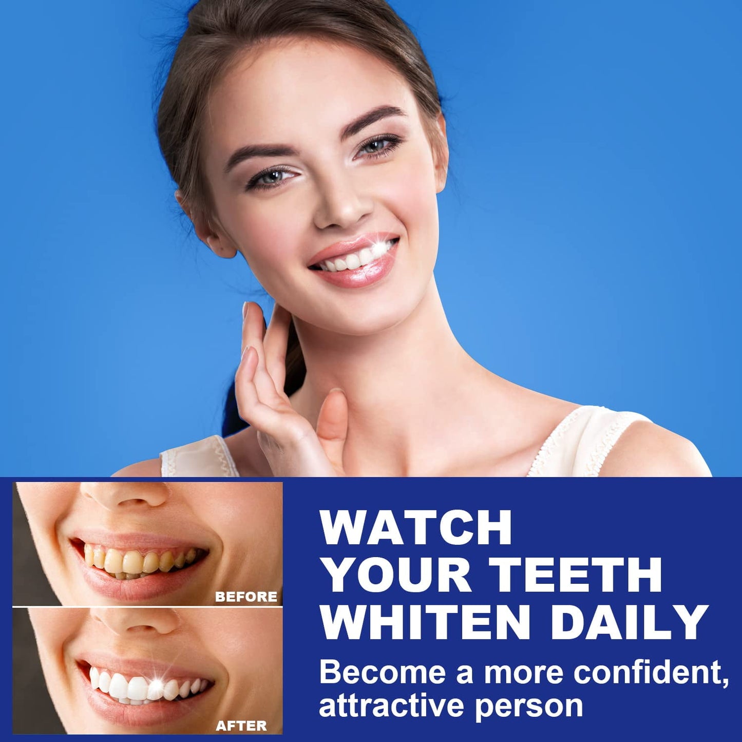 Teeth Whitening Kit with Light, Professional Teeth Whitener with 3 Whitening Gel, Mouth Tray, 15 Minutes Effective Home Tooth Whitening(Battery not included)