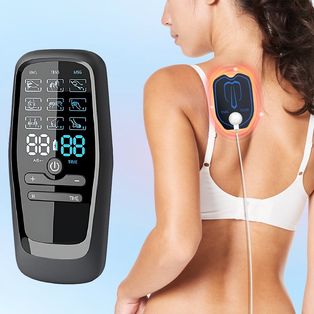 Ouwald TENS Unit Muscle Stimulator for Pain Management, EMS Dual Channel Pulse Massager with 8 Reusable Electrode Pads 9 Modes for Back Neck Pain Muscle Therapy, Wireless Tens