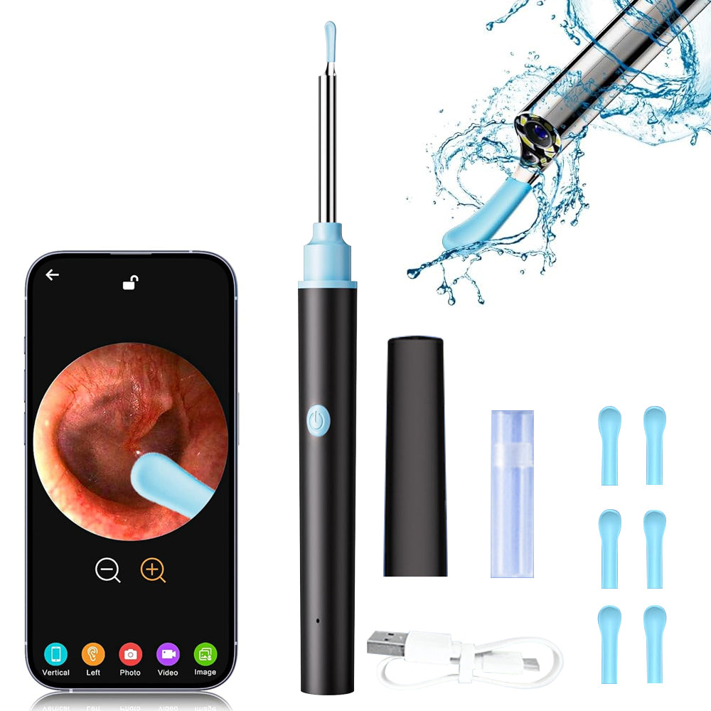 Ouwald Ear Wax Removal Kit, Ear Cleaner with Camera, 5 Megapixels 1080P Ear Scope, Wireless Otoscope Ear Cleaning Kit with Lights and 6 Replaceable Ear Scoops for Ear Cleaning