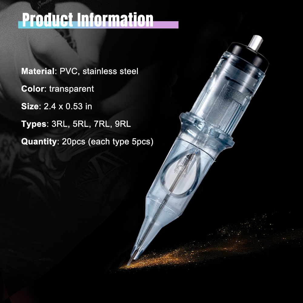 Mieauty 20Pcs Disposable Cartridges Round Liner Tips Mix 3RL 5RL 7RL 9RL for (20pcs #12 Standard RL)