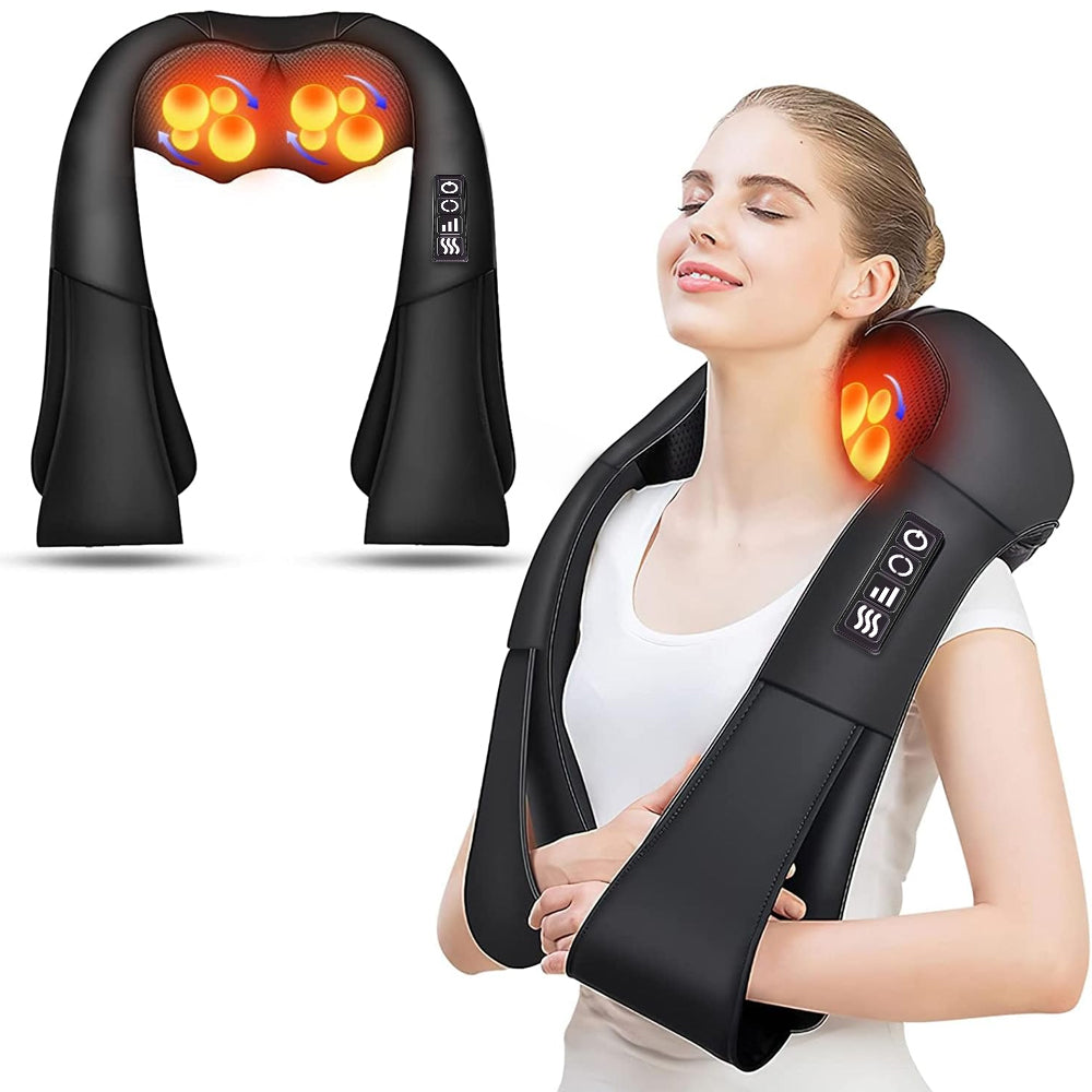 Ouwald Back and Neck Massager with Heat Deep Kneading Massage for Neck, Back, Shoulder, Foot and Legs, Rechargeable Shoulder Massager Use at Home, Car, Office