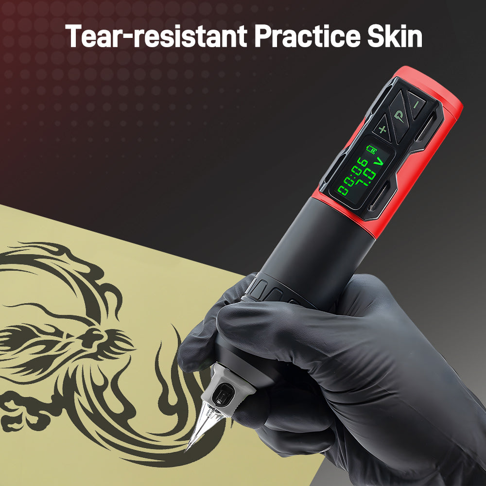 Pro Tättooing Kit, Wireless Tättooed Machine Kit with LED Display, Rechargeable 1800mAh Battery Cordless Rotary Tättooing Pen Set for Artists and Beginners, Red