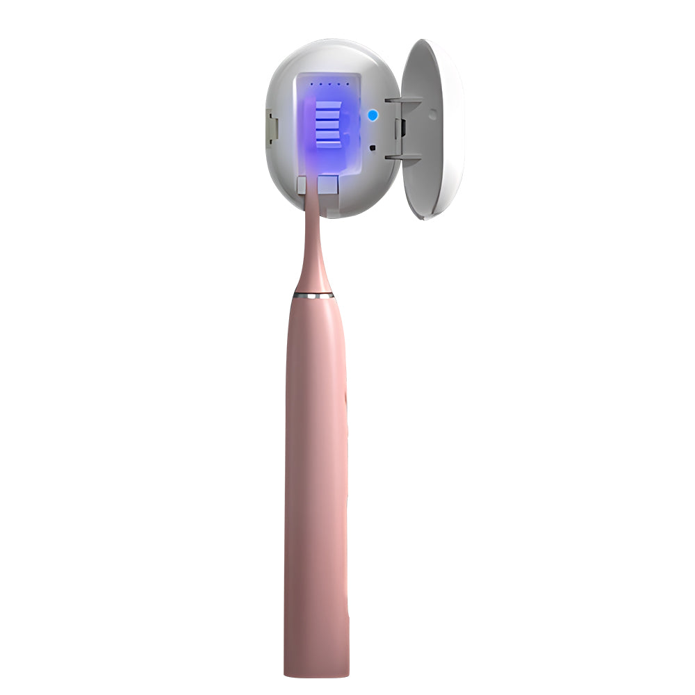 Sextupole UV Sanitizer Toothbrush Case, Portable Mini Toothbrush Holder, Rechargeable Toothbrush Cover Sterilizing for Home and Travel Fits All Toothbrushes for Electric and Manual (White)
