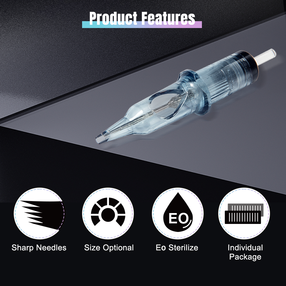 Mieauty 20Pcs Disposable Cartridges Round Liner Tips Mix 3RL 5RL 7RL 9RL for (20pcs #12 Standard RL)