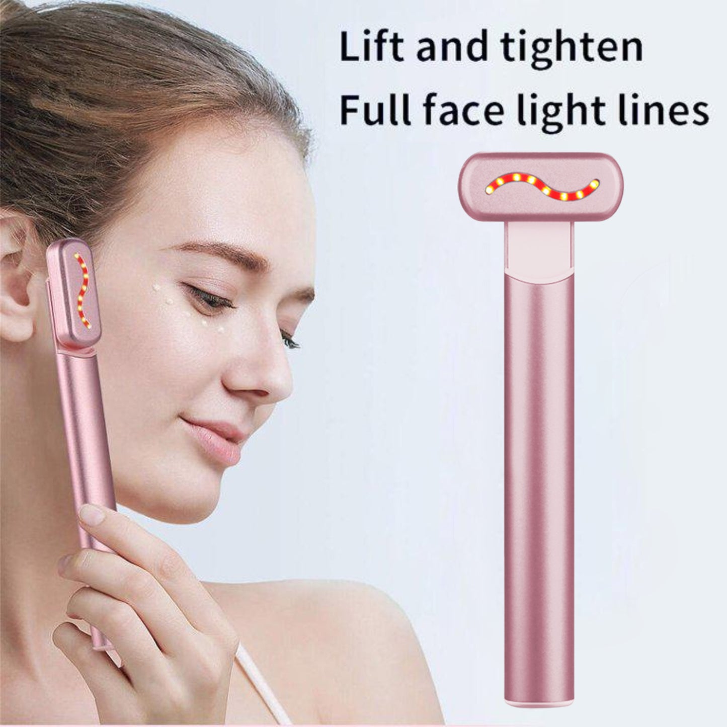 4 in 1 Multifunctional Red & Blue Light Skin Rejuvenation Anti-Wrinkle Cooling Warming Phonton Skin Care Beauty Device EMS Microcurrent Sonic Vibration Magnetic Heat Massage Wand