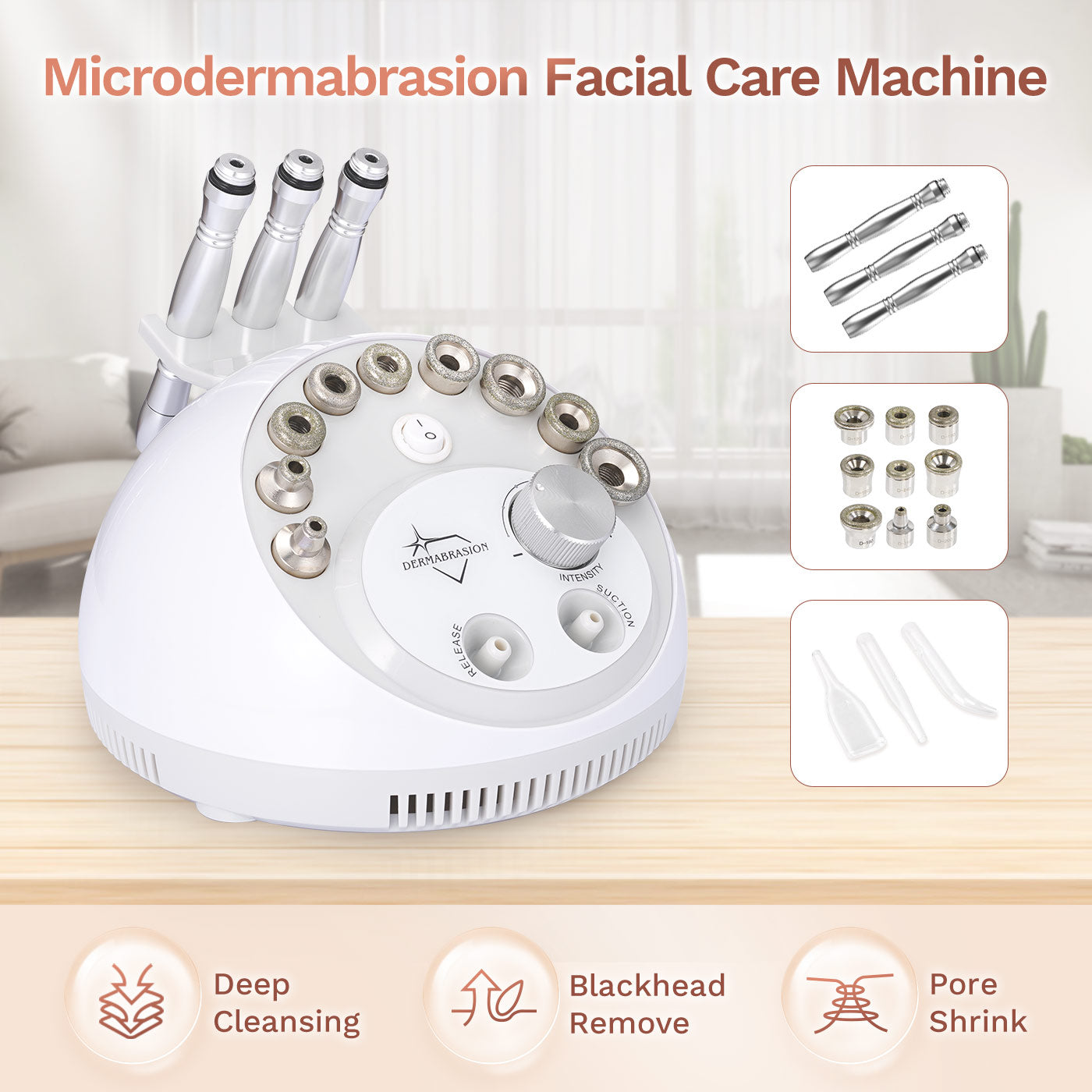 Mieauty Diamond Microdermabrasion Machine Facial Peel, Vacuum Suction, Portable Home Skincare Tool Suitable for All Skin Types, Professional Grade Results Rejuvenate Your Skin