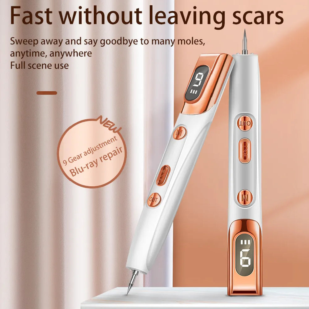 Ouwald Plasma Mole Removal Pen with 9 Modes Adjustment, Portable Freckle Wart Removal Pen Dark Remover For Face Tag Skin Care Blackhead Removers, Rose Gold