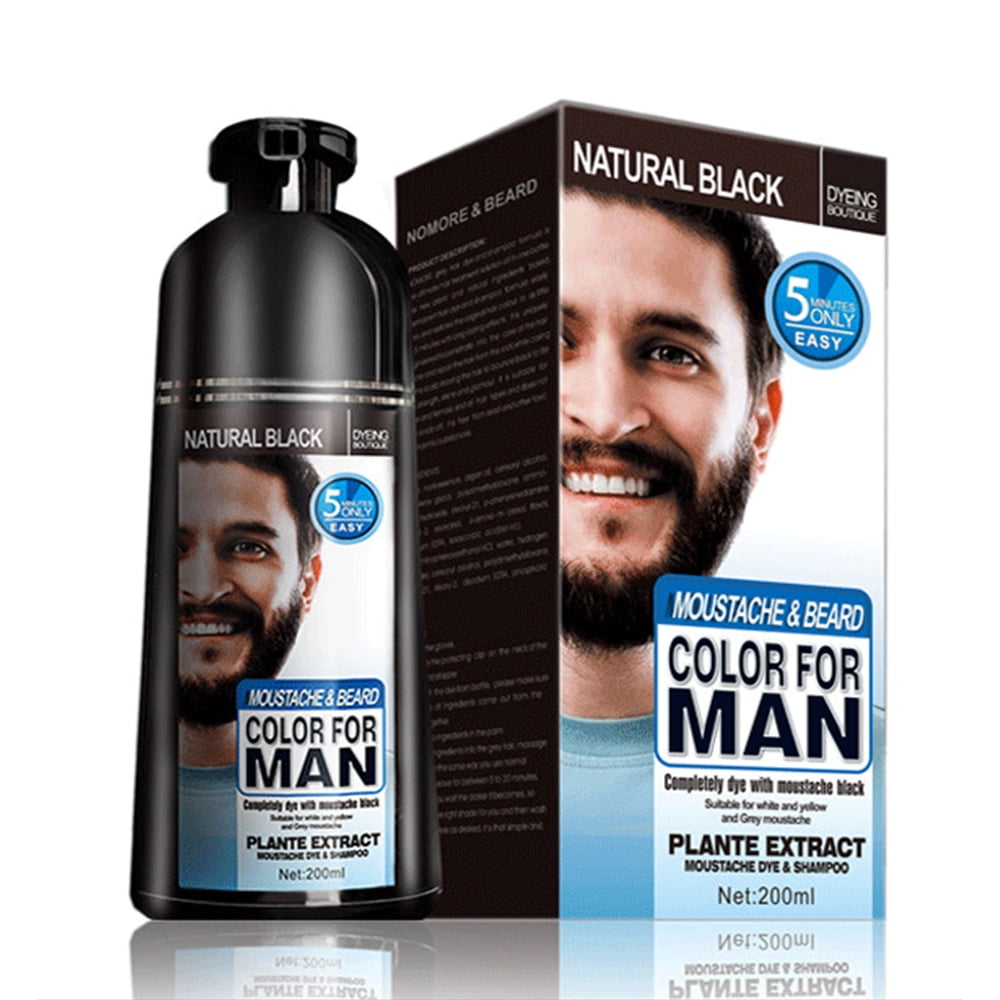 Mieauty Beard and Hair Color Dye Shampoo for Men Permanent Darkening Hair Coloring, Long Lasting, 100ml, Black