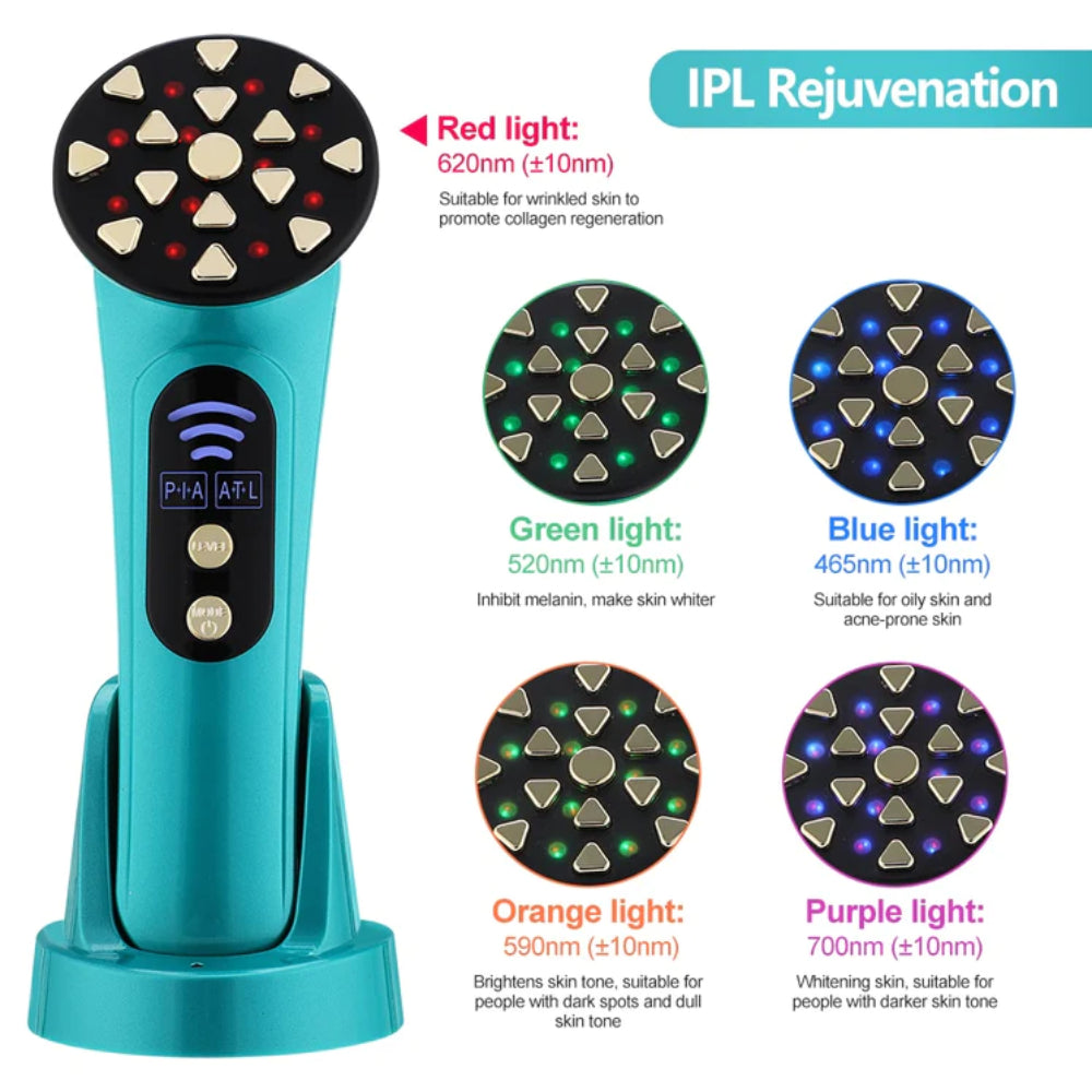 Homeuse Beauty Facial Skin Care Machine 5 Colors Facial LED Face Lifting Anti-Aging Skin Rejuvenation Device Skin Tighten Microcurrent EMS RF Machine