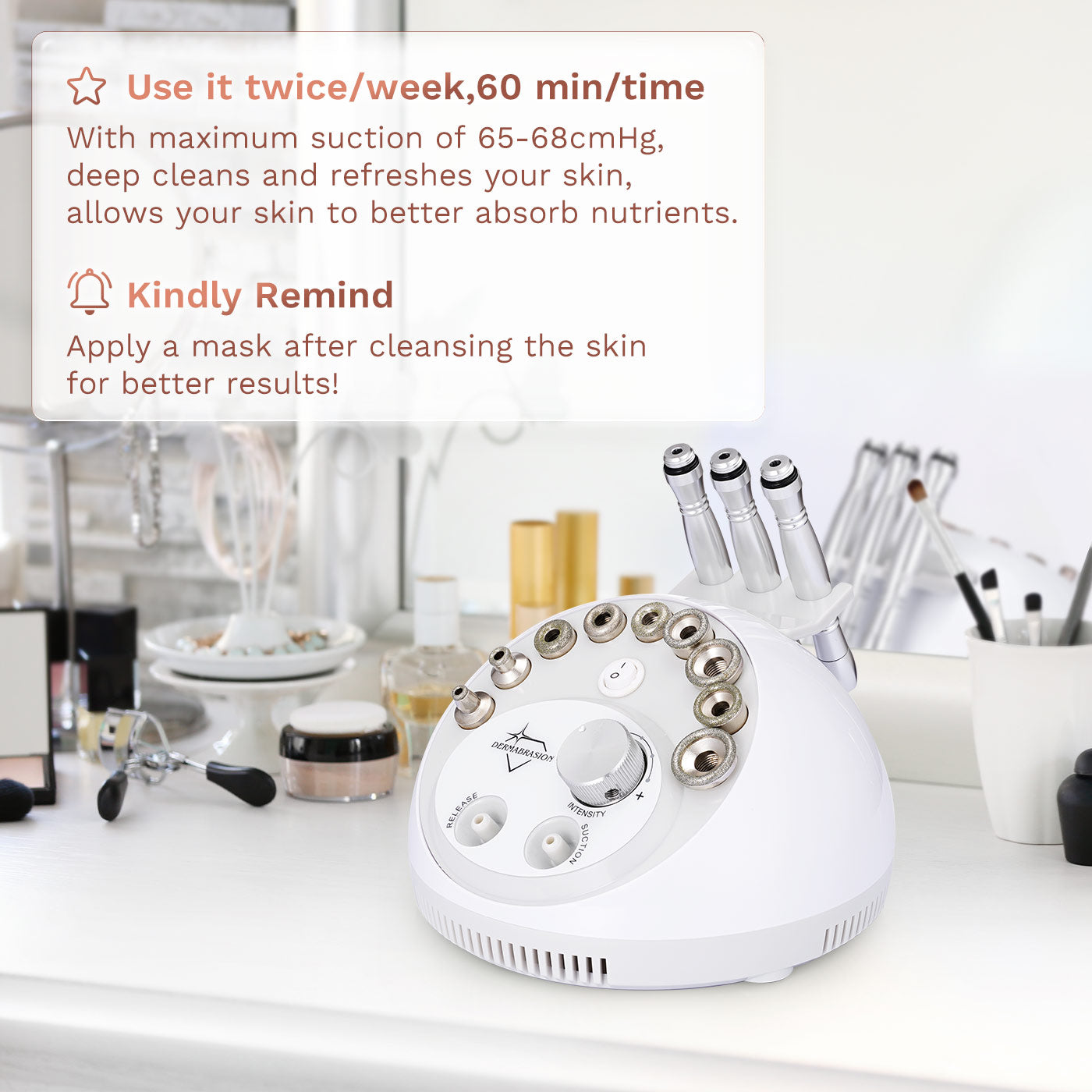 Mieauty Diamond Microdermabrasion Machine Facial Peel, Vacuum Suction, Portable Home Skincare Tool Suitable for All Skin Types, Professional Grade Results Rejuvenate Your Skin
