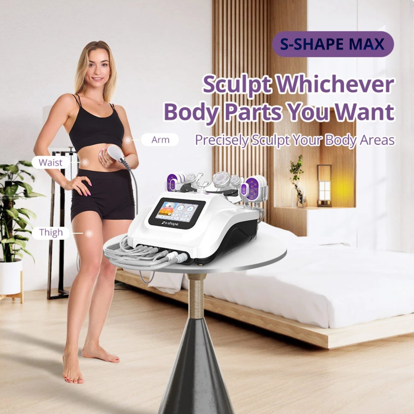 S-Shope 6 in 1 Slimming Body Massage Machine Cavitation Multipolar RF Weight Loss Skin Tighten Cellulite Elimination Massage