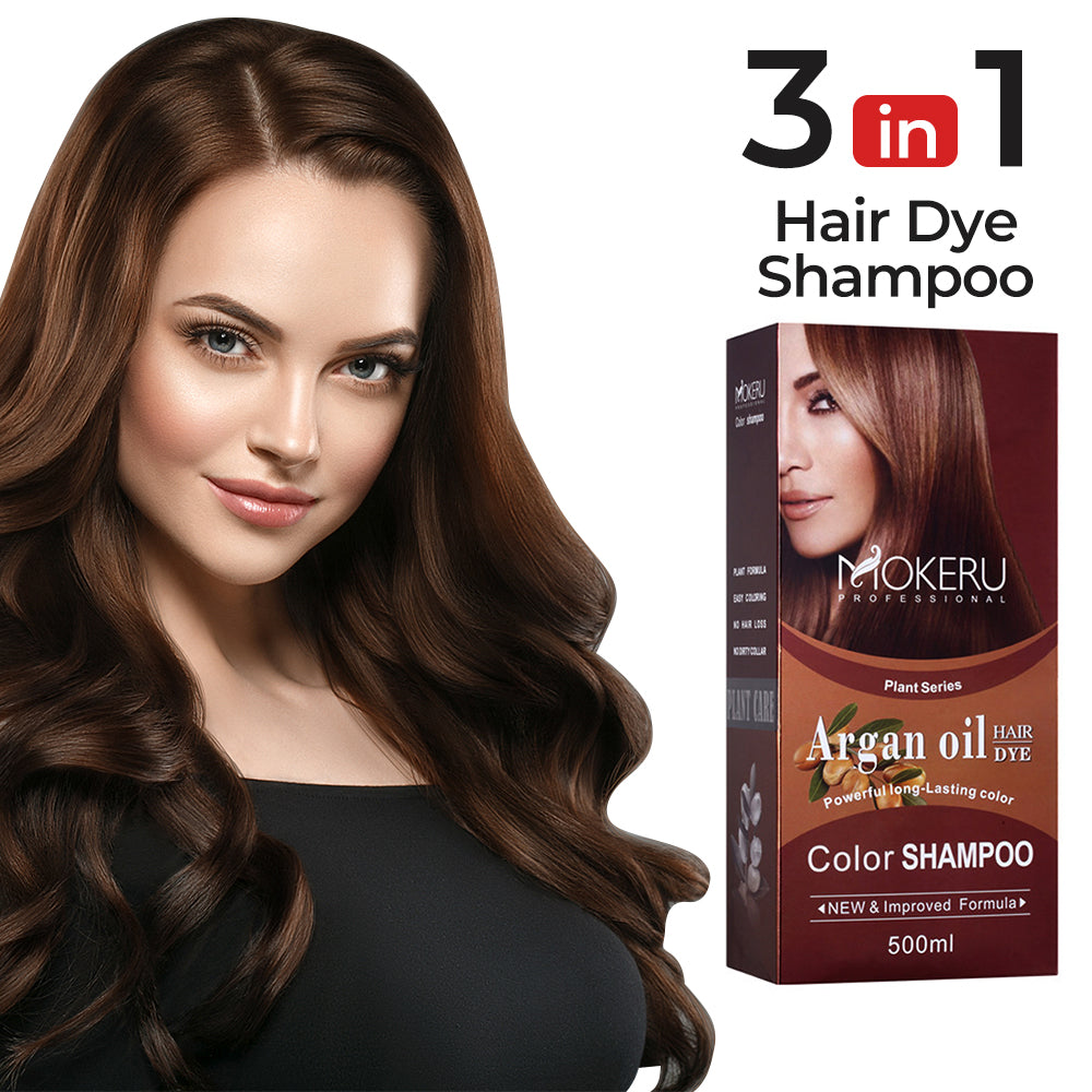 Mieauty Hair Color Shampoo for Gray Hair, 500ml Hair Dye Shampoo for Men & Women, 3 in 1 Fast Acting Natural Color Shampoo -Long Lasting-Safe And Easy to Use (Dark Brown Hair Dye)
