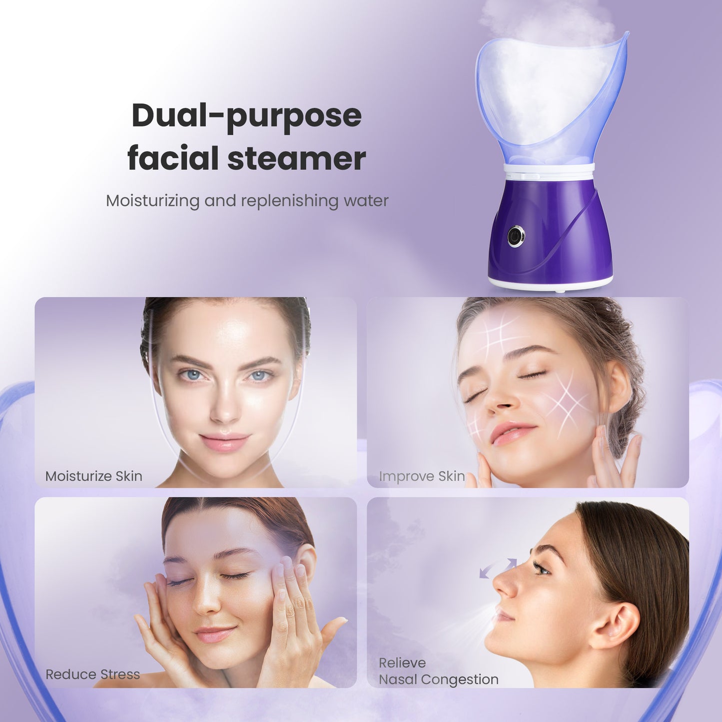 Ouwald Facial Steamer, Nano Ionic Face Steamer for SKin Moisturizing Home Spa with Headband, Face Brush & Blackhead Removal Kit