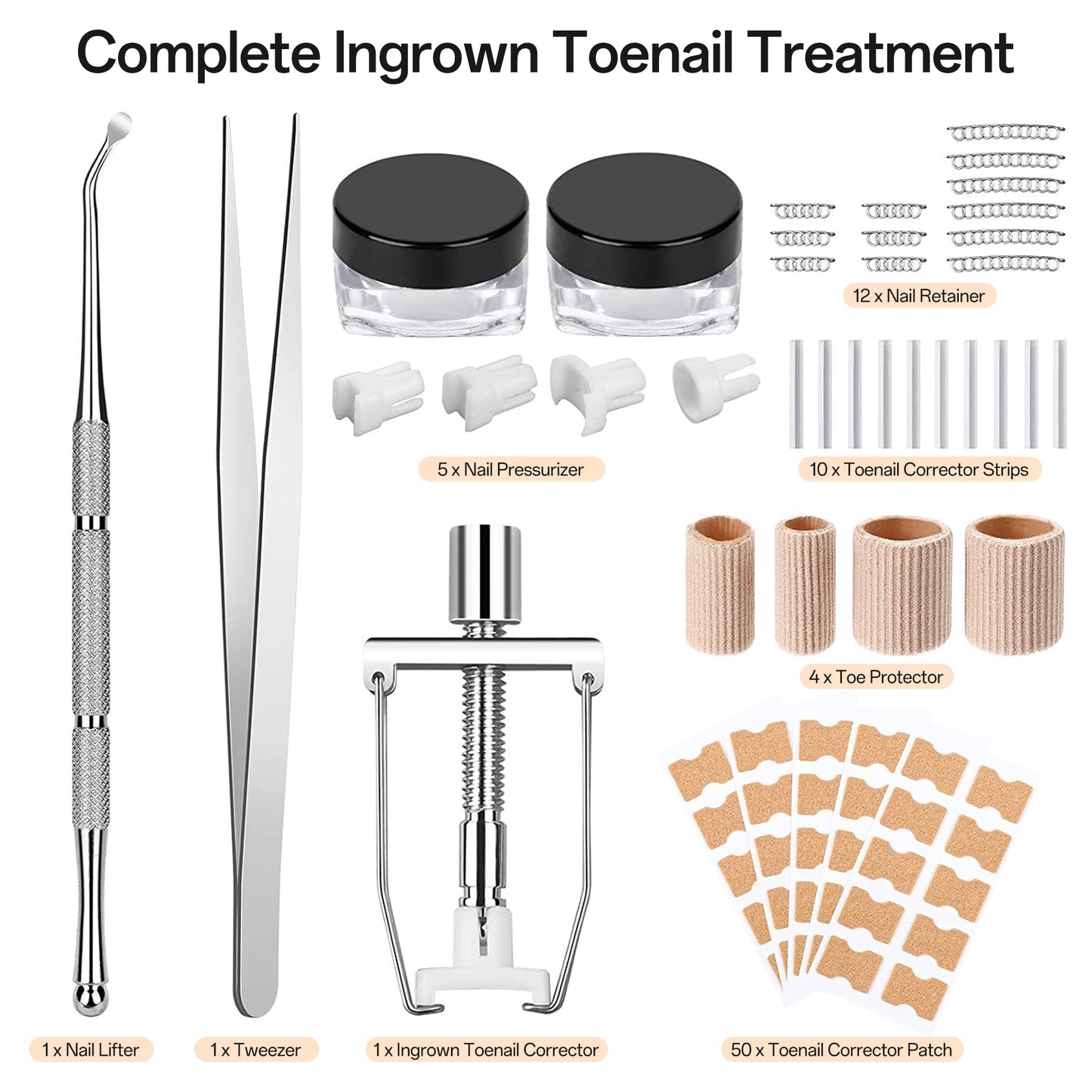 Ouwald Ingrown Toenail Treatment Tools, 84PCS Ingrown Toenail Removal Kit, Ingrown Toenail Corrector, Feet Nail Lift Pedicure Tool