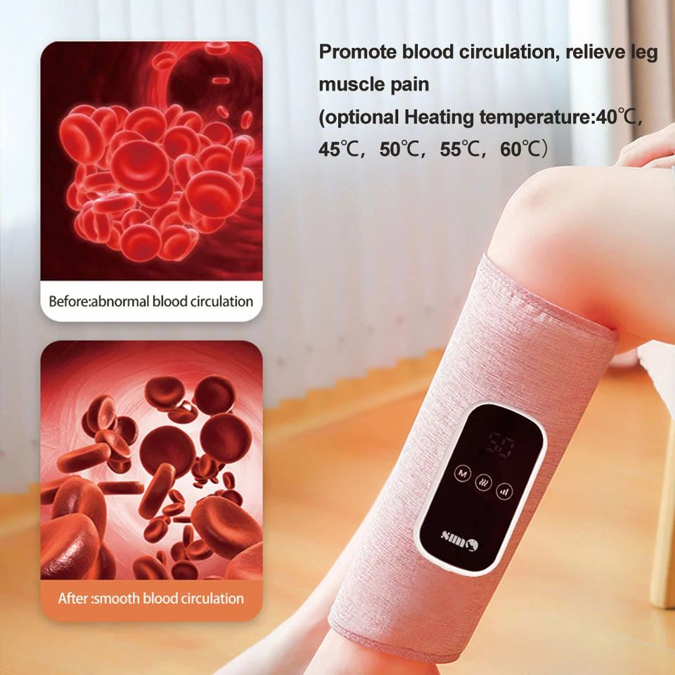 Leg Massager, Leg Compression Massager for Circulation and Swelling, 3 Modes and 3 intensities of Leg Massager with Heat and air Compression for Legs Tired and Legs Pain Relief. (A Pair)