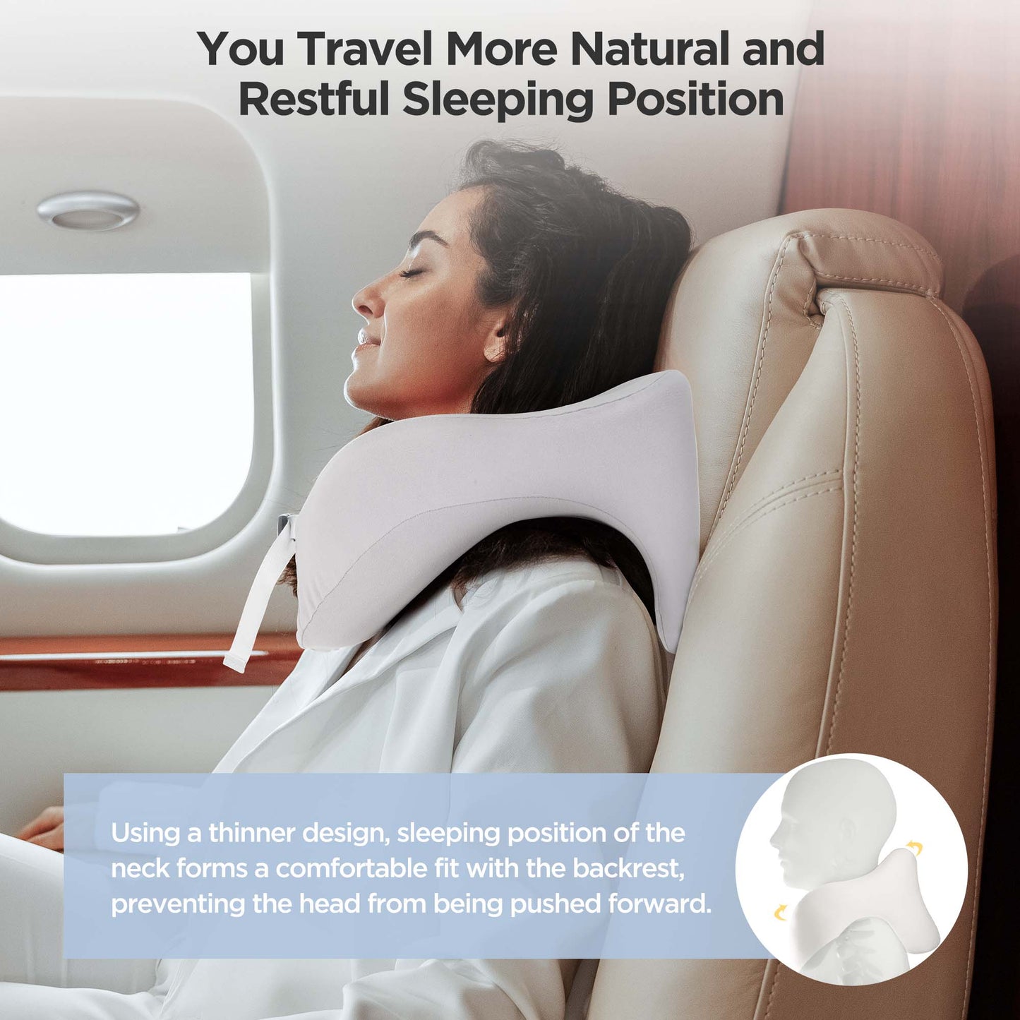 Ouwald Travel Pillow, Memory Foam Travel Neck Pillow, 360° Head & Neck Support Neck Pillow for Traveling, Car, Home, Airplane Pillow Sleeping, Grey
