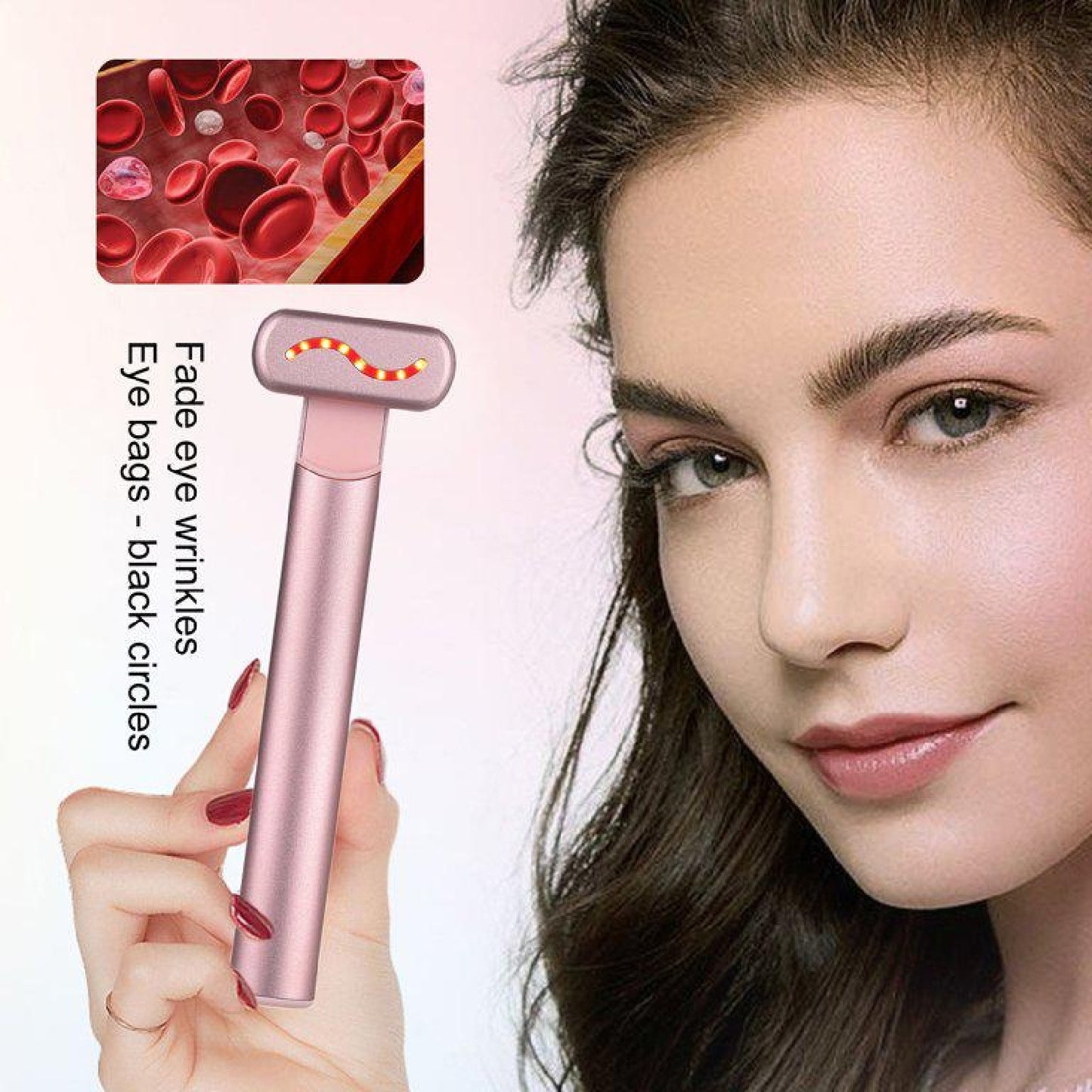 4 in 1 Multifunctional Red & Blue Light Skin Rejuvenation Anti-Wrinkle Cooling Warming Phonton Skin Care Beauty Device EMS Microcurrent Sonic Vibration Magnetic Heat Massage Wand