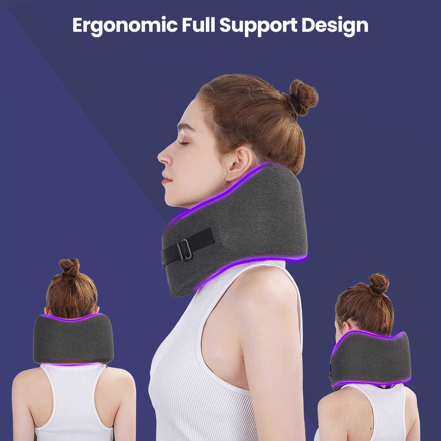 Ouwald Travel Pillow, Memory Foam Neck Pillow for Traveling, Comfortable Neck Support Airplane Pillow for Sleeping, Long Flight, Washable Cover, Black