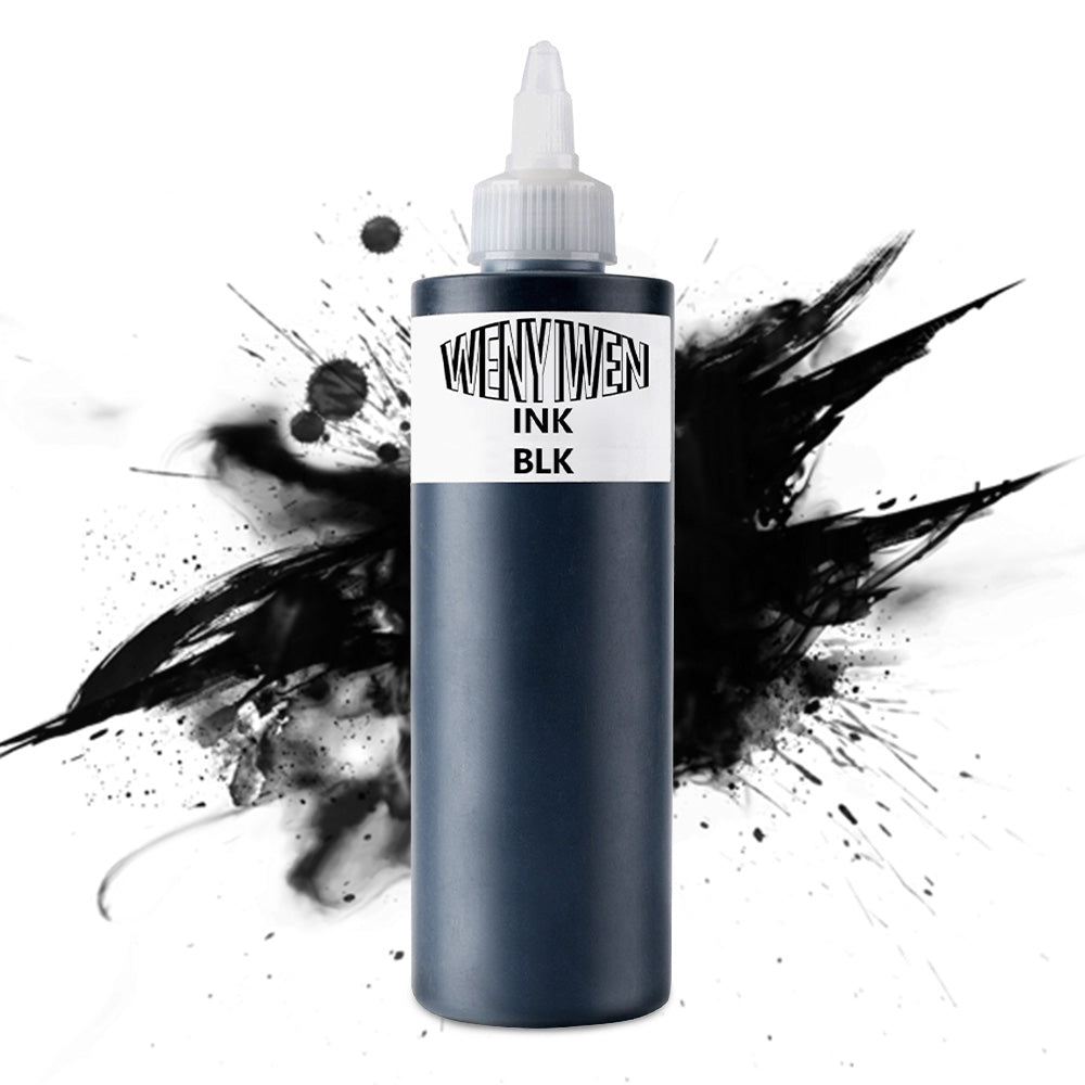 Ouwald 250ml Large Bottle Black Tättooed Ink - Premium Tättooing Ink Great for Lining, Shading, Tribal, and Blending - 8.5 Oz