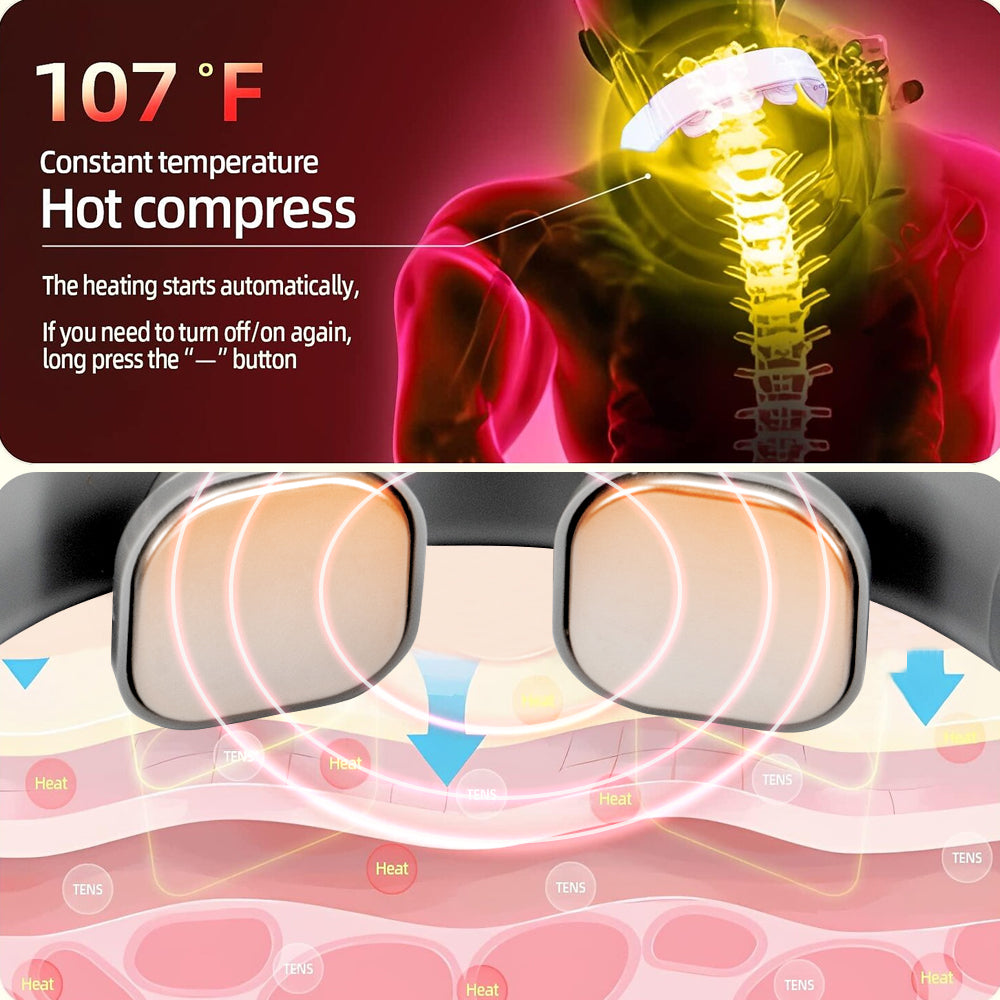 Mieauty Neck Massager with Heat, Portable Electric Neck Massager for Pain Relief Deep Tissue, Lymphatic Drainage Massager with 6 Modes, 146g Ultra-Light Wear, Relax Gift for Her/Him/Friend/Dad/Mom