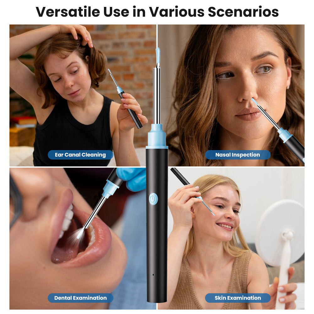 Ouwald Ear Wax Removal Kit, Ear Cleaner with Camera, 5 Megapixels 1080P Ear Scope, Wireless Otoscope Ear Cleaning Kit with Lights and 6 Replaceable Ear Scoops for Ear Cleaning