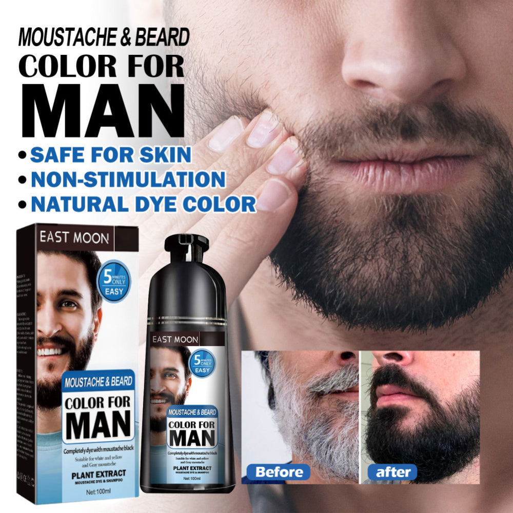 Mieauty Beard and Hair Color Dye Shampoo for Men Permanent Darkening Hair Coloring, Long Lasting, 100ml, Black