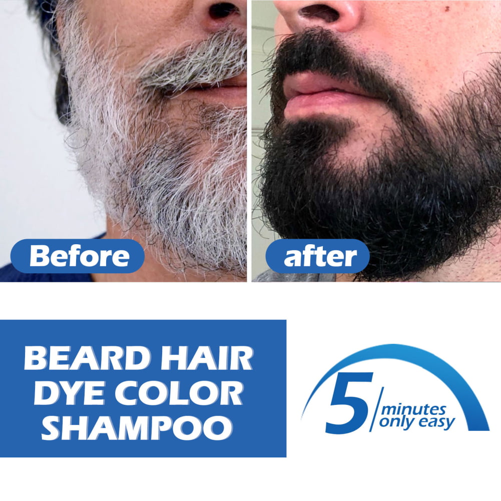 Mieauty Beard and Hair Color Dye Shampoo for Men Permanent Darkening Hair Coloring, Long Lasting, 100ml, Black