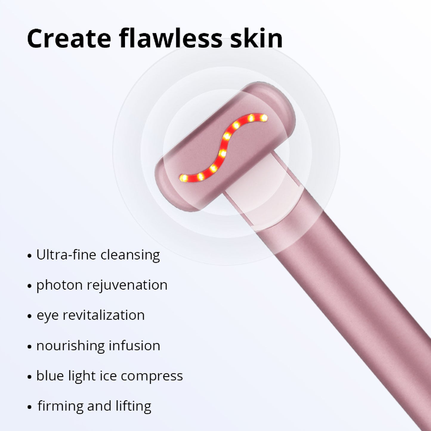 4 in 1 Multifunctional Red & Blue Light Skin Rejuvenation Anti-Wrinkle Cooling Warming Phonton Skin Care Beauty Device EMS Microcurrent Sonic Vibration Magnetic Heat Massage Wand