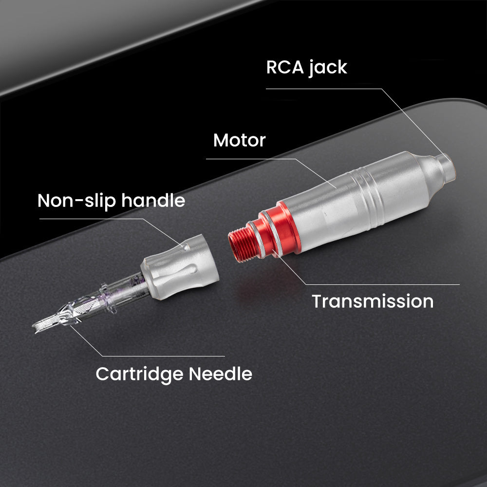 Tättoo Pen | Tättoo Machine Kit with Power Supply Clip Cord RCA Connector Wireless Tättoo | Pen Kit for Beginners | Silver