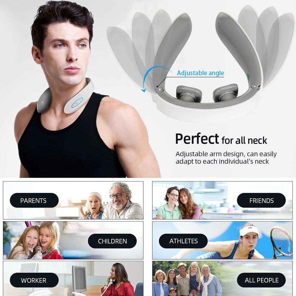 Mieauty Neck Massager with Heat, Portable Electric Neck Massager for Pain Relief Deep Tissue, Lymphatic Drainage Massager with 6 Modes, 146g Ultra-Light Wear, Relax Gift for Her/Him/Friend/Dad/Mom