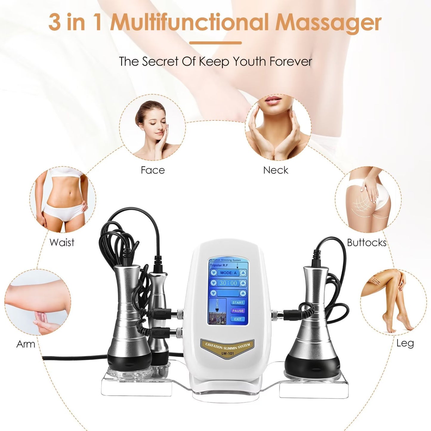 Ouwald 3 in 1 Beauty Body Shaping Massage Machine Weightloss, Homeuse Cellulite Removal Skin Care Device