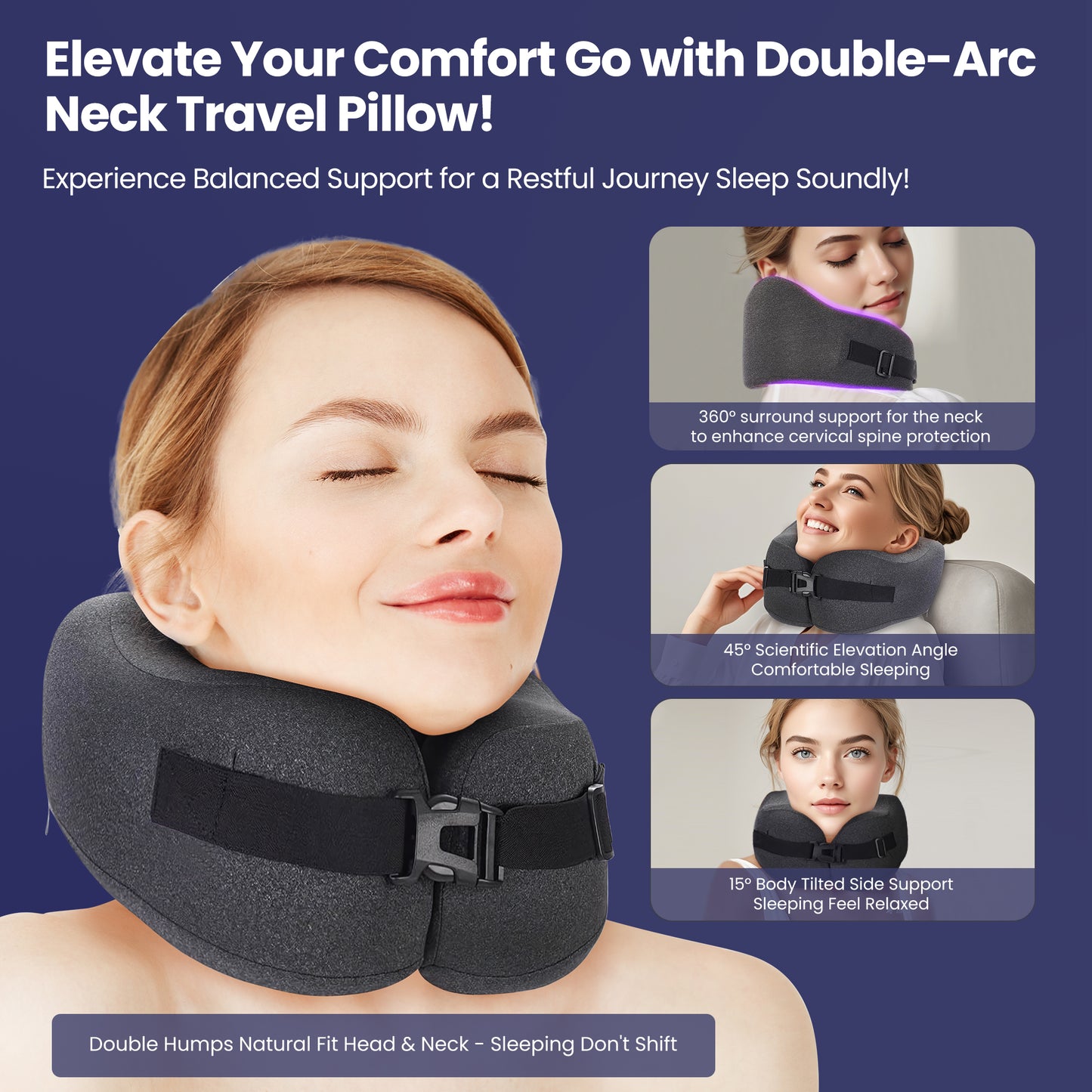 Ouwald Travel Pillow, Memory Foam Neck Pillow for Traveling, Comfortable Neck Support Airplane Pillow for Sleeping, Long Flight, Washable Cover, Black