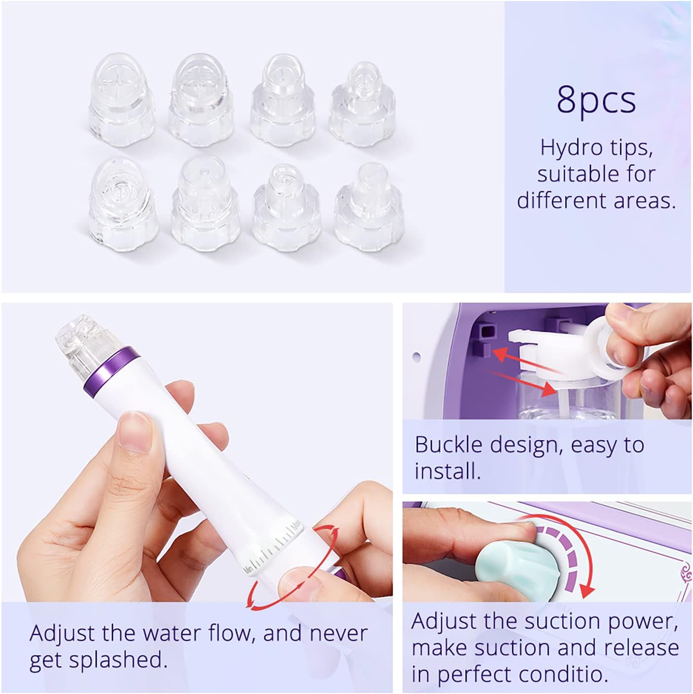 Mieauty Hydro-Facial Machine 6 in 1 Multifunctional Hydrogen Oxygen Facial Hydro Machine Microcurrent Hot Cold Skin Care Hydro-Dermabrasion Facial Microdermabrasion Beauty Machine Blackhead Remove