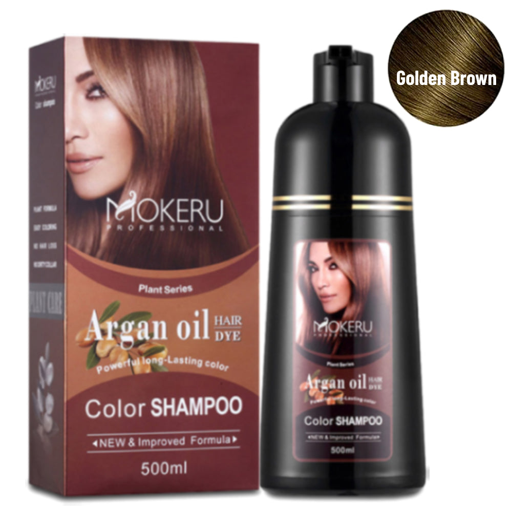Ouwald Hair Color Shampoo for Gray Hair, 500ml Hair Dye Shampoo for Men & Women, 3 in 1 Fast Acting Natural Color Shampoo -Long Lasting-Safe And Easy to Use (Golden Brown Hair Dye)