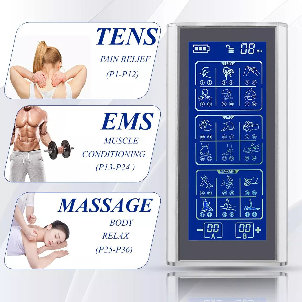 Mieauty TENS Unit Rechargeable Muscle Stimulator EMS Dual Channel with 10 Reusable Electrode Pads 36 Modes for Back Neck Pain Muscle Therapy Pain Management Pulse Massager