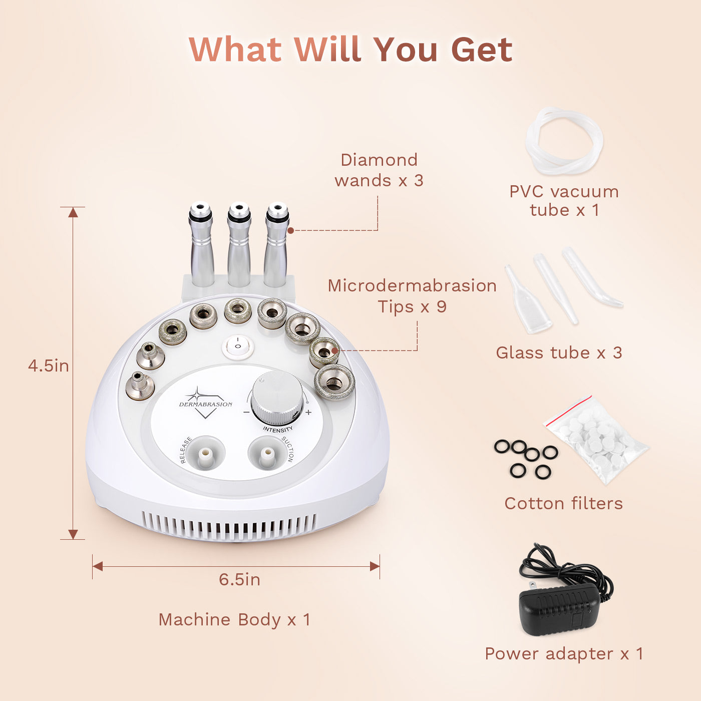 Mieauty Diamond Microdermabrasion Machine Facial Peel, Vacuum Suction, Portable Home Skincare Tool Suitable for All Skin Types, Professional Grade Results Rejuvenate Your Skin
