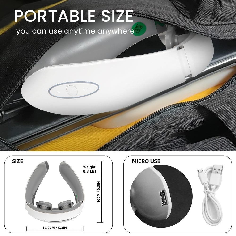 Mieauty Neck Massager with Heat, Portable Electric Neck Massager for Pain Relief Deep Tissue, Lymphatic Drainage Massager with 6 Modes, 146g Ultra-Light Wear, Relax Gift for Her/Him/Friend/Dad/Mom