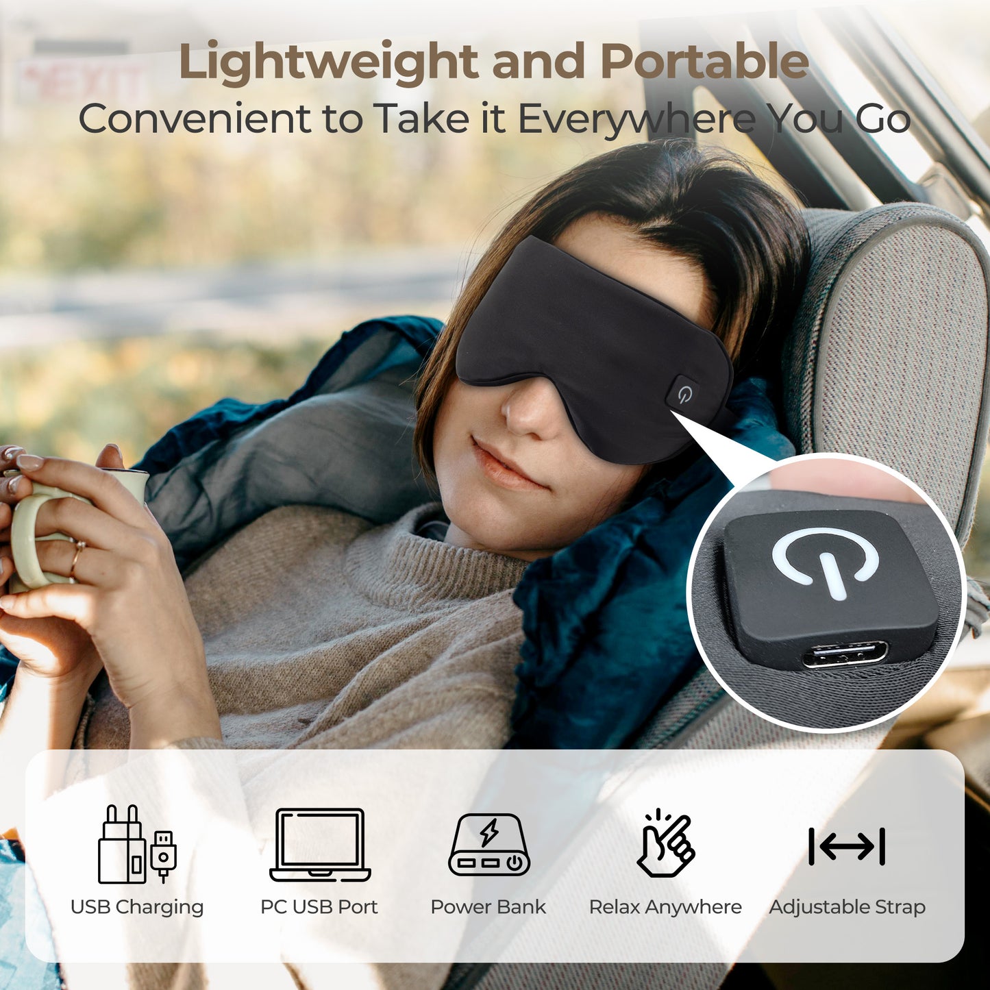 Ouwald Cordless Heated Eye Mask for Dry Eyes, Blepharitis, Stye Relax Eye Strain, Electric Warm Eye Mask for Sleeping, Black